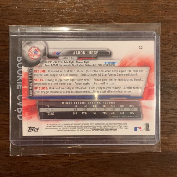 Aaron Judge Bowman Rookie Card #32 - Picture 2 of 2